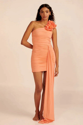 Stereo Flower Ruched Mini Dress